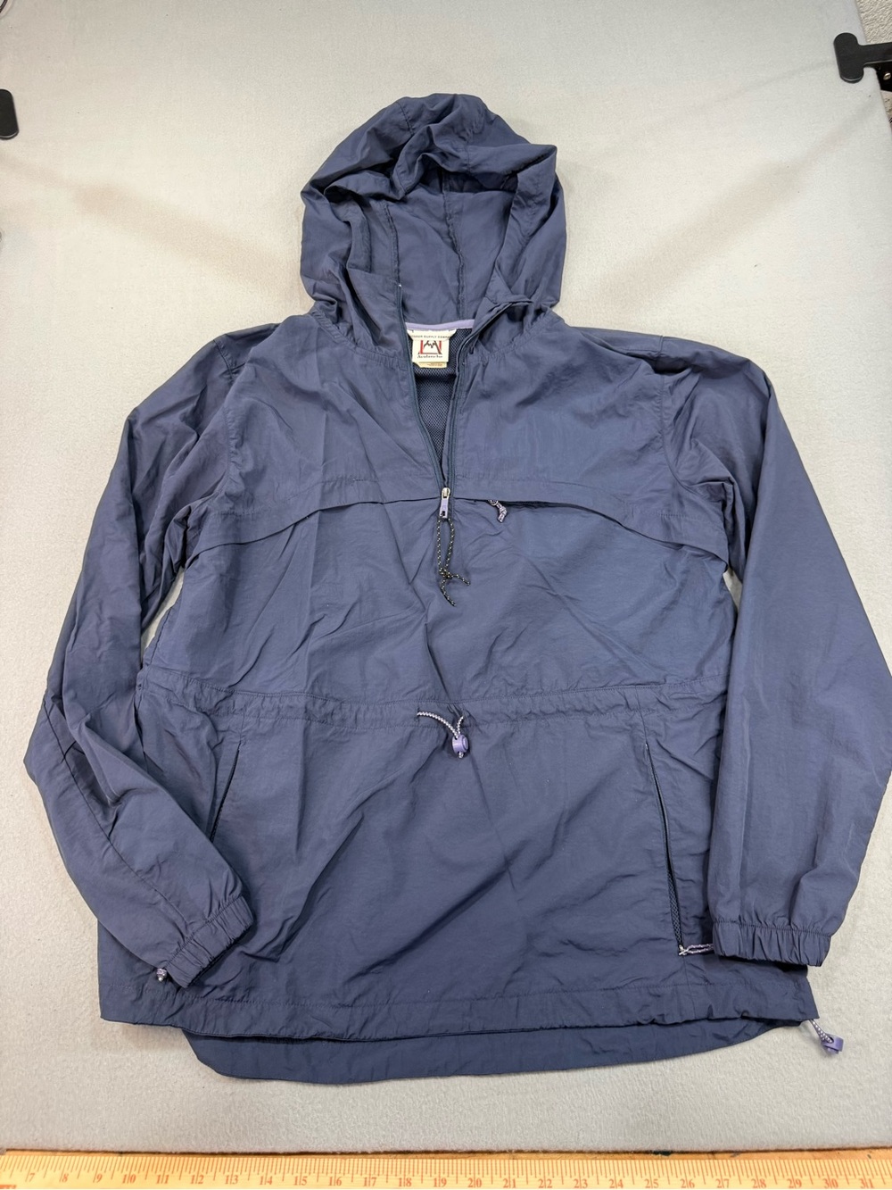 Avalanche Women’s Half Zip Hooded Anorak Windbreaker Jacket Packable Slate Blue